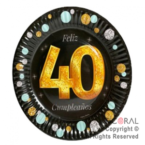 PLATO POLIPAPEL 17 CM 40 A�OS X 6 UNIDADES